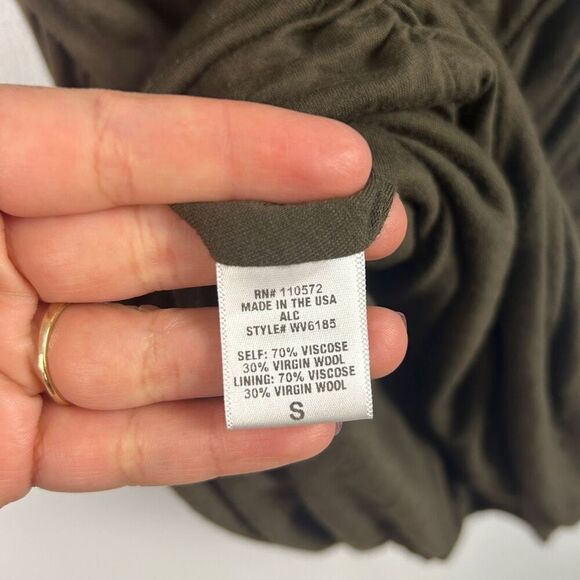 A.L.C. Olive Green Long Sleeve Bodycon Ruched Dress - Picture 6 of 8